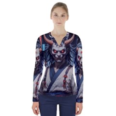 Demon Samurai V-neck Long Sleeve Top