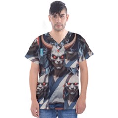 Demon Samurai Men s V-neck Scrub Top