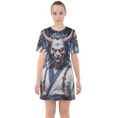 Demon Samurai Sixties Short Sleeve Mini Dress by AwesomeSauce