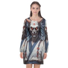 Demon Samurai Long Sleeve Chiffon Shift Dress  by AwesomeSauce