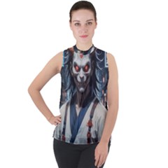 Demon Samurai Mock Neck Chiffon Sleeveless Top by AwesomeSauce