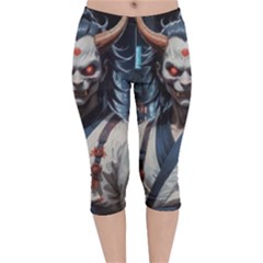 Demon Samurai Velvet Capri Leggings 