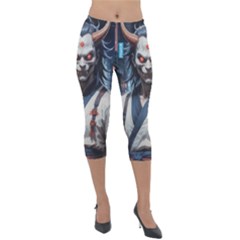 Demon Samurai Lightweight Velour Capri Leggings 