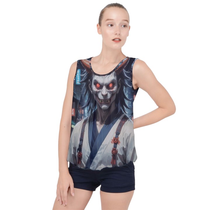 Demon Samurai Bubble Hem Chiffon Tank Top