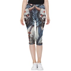 Demon Samurai Inside Out Lightweight Velour Capri Leggings 