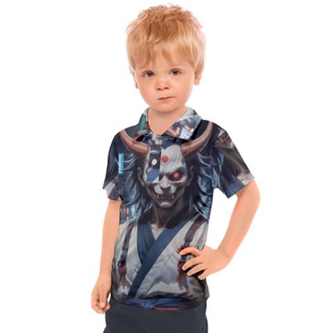 Demon Samurai Kids  Polo T-shirt by AwesomeSauce