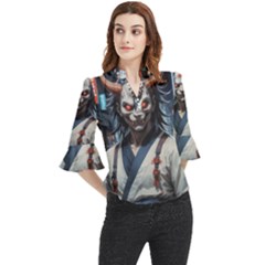 Demon Samurai Loose Horn Sleeve Chiffon Blouse