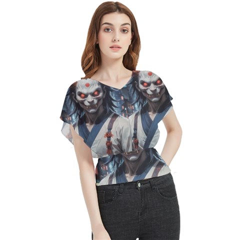 Demon Samurai Butterfly Chiffon Blouse by AwesomeSauce