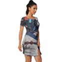 Demon Samurai Fitted Knot Split End Bodycon Dress View3