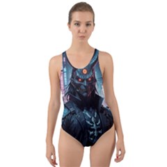 Cyberpunk Demon Samurai Cut-out Back One Piece Swimsuit