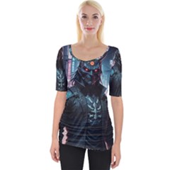 Cyberpunk Demon Samurai Wide Neckline T-shirt