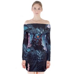 Cyberpunk Demon Samurai Long Sleeve Off Shoulder Dress