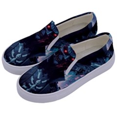 Cyberpunk Demon Samurai Kids  Canvas Slip Ons