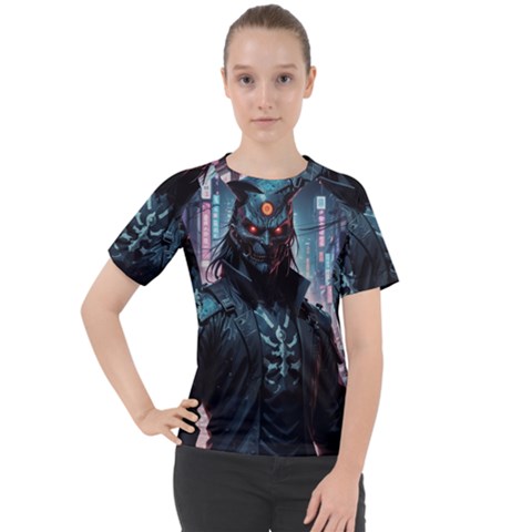 Cyberpunk Demon Samurai Women s Sport Raglan T-shirt by AwesomeSauce