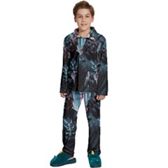 Cyberpunk Demon Samurai Kids  Long Sleeve Velvet Pajamas Set by AwesomeSauce