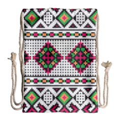 Ukrainian Folk Seamless Pattern Ethnic Ornament Border Element Traditional Drawstring Bag (large)