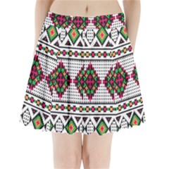 Ukrainian Folk Seamless Pattern Ethnic Ornament Border Element Traditional Pleated Mini Skirt