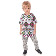 Ukrainian Folk Seamless Pattern Ethnic Ornament Border Element Traditional Kids  Raglan T-shirt