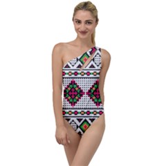 Ukrainian Folk Seamless Pattern Ethnic Ornament Border Element Traditional To One Side Swimsuit