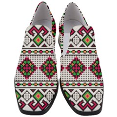 Ukrainian Folk Seamless Pattern Ethnic Ornament Border Element Traditional Women Slip On Heel Loafers