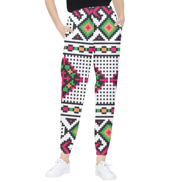 Ukrainian Folk Seamless Pattern Ethnic Ornament Border Element Traditional Women s Tapered Pants