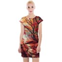 Forest Path Red Nature Cap Sleeve Bodycon Dress View1