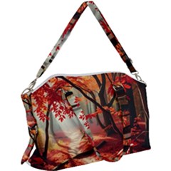 Forest Path Red Nature Canvas Crossbody Bag