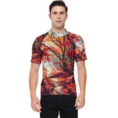 Forest Path Red Nature Men s Short Sleeve Rash Guard