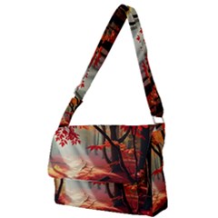 Forest Path Red Nature Full Print Messenger Bag (s)