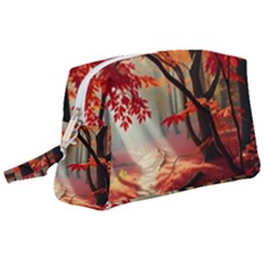 Forest Path Red Nature Wristlet Pouch Bag (large)