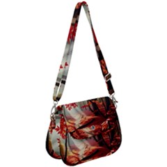 Forest Path Red Nature Saddle Handbag