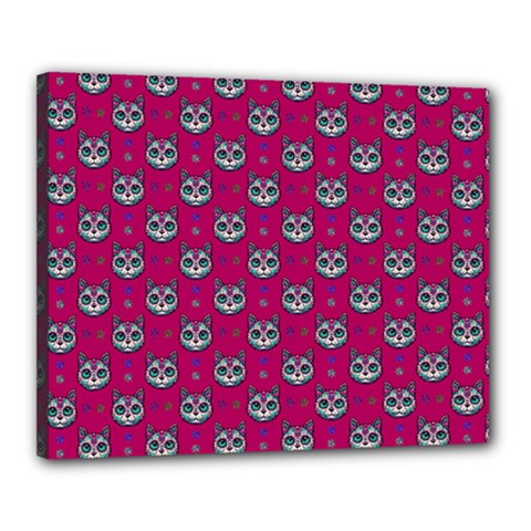 Calavera Cat Art Pattern Canvas 20  X 16  (stretched) by ExtraGoodSauce