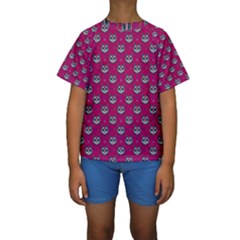 Calavera Cat Art Pattern Kids  Short Sleeve Swimwear