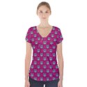 Calavera Cat Art Pattern Short Sleeve Front Detail Top View1