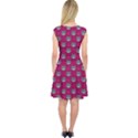 Calavera Cat Art Pattern Capsleeve Midi Dress View2