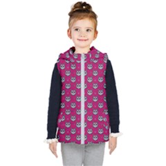 Calavera Cat Art Pattern Kids  Hooded Puffer Vest