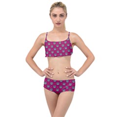 Calavera Cat Art Pattern Layered Top Bikini Set