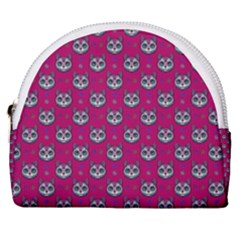 Calavera Cat Art Pattern Horseshoe Style Canvas Pouch by ExtraGoodSauce