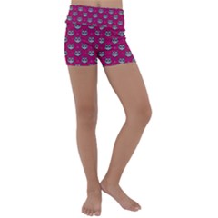 Calavera Cat Art Pattern Kids  Lightweight Velour Yoga Shorts