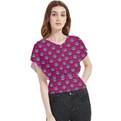 Calavera Cat Art Pattern Butterfly Chiffon Blouse