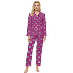 Calavera Cat Art Pattern Womens  Long Sleeve Velvet Pocket Pajamas Set