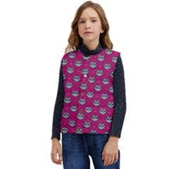 Calavera Cat Art Pattern Kid s Button Up Puffer Vest	 by ExtraAwesomeSauce