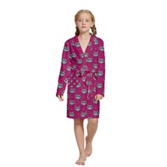 Calavera Cat Art Pattern Kids  Long Sleeve Velvet Lounge Robe by ExtraGoodSauce