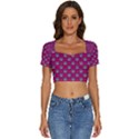 Calavera Cat Art Pattern Short Sleeve Square Neckline Crop Top  View1