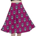 Calavera Cat Art Pattern A-Line Full Circle Midi Skirt With Pocket View1