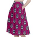 Calavera Cat Art Pattern A-Line Full Circle Midi Skirt With Pocket View2