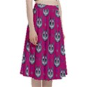 Calavera Cat Art Pattern A-Line Full Circle Midi Skirt With Pocket View3