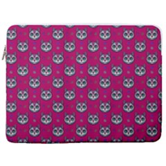 Calavera Cat Art Pattern 17  Vertical Laptop Sleeve Case With Pocket by ExtraGoodSauce