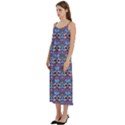 Colorful Sugar Skull Cat Pattern Casual Spaghetti Strap Midi Dress View2