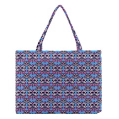 Colorful Sugar Skull Cat Pattern Medium Tote Bag